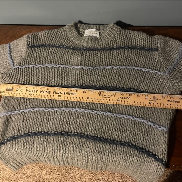 VICARIO CINQUE CREW-NECK MOHAIR SWEATER STRIPES GREY MARADA S/M oversized fit - Picture 10 of 12
